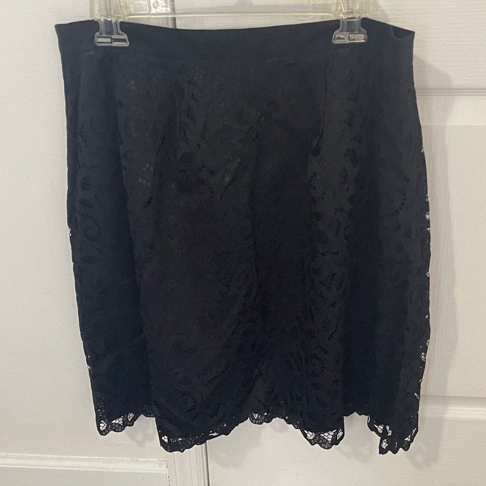 Lands' End Black Lace Mini Skirt